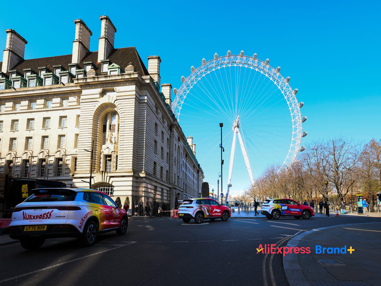 Branded cars near London Eye