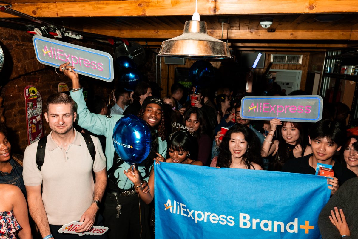 Event group photo with branding